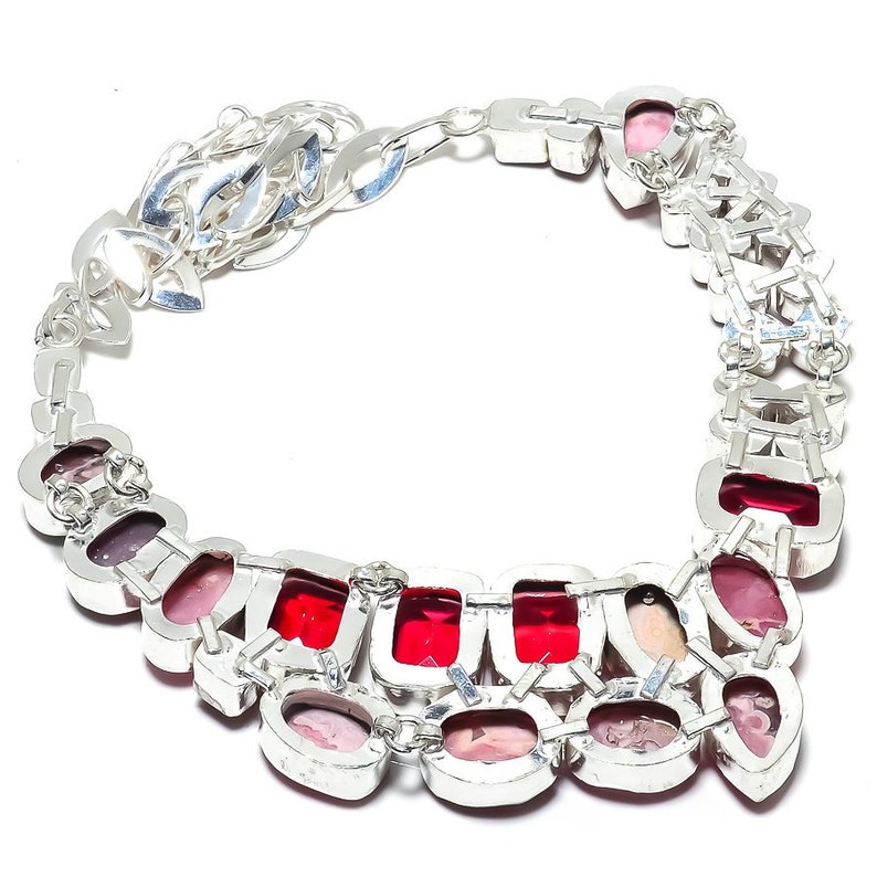 Garnet Gemstone Handmade 925 Sterling Silver Jewelry Necklace 18 Christmas Festival Special Necklace Adjustable Neckalce Aaa+Rhodochrosite