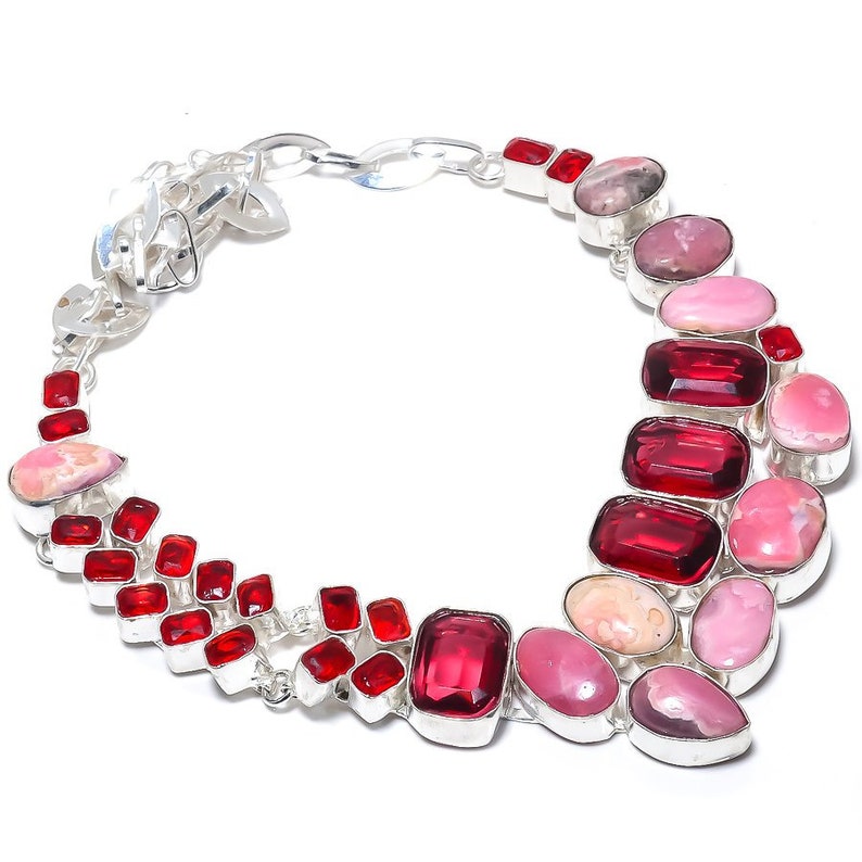 Garnet Gemstone Handmade 925 Sterling Silver Jewelry Necklace 18 Christmas Festival Special Necklace Adjustable Neckalce Aaa+Rhodochrosite