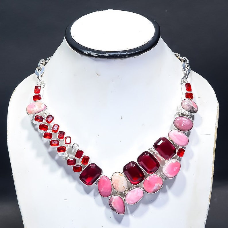 Garnet Gemstone Handmade 925 Sterling Silver Jewelry Necklace 18 Christmas Festival Special Necklace Adjustable Neckalce Aaa+Rhodochrosite