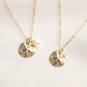 Dainty Sand Dollar Necklace,  Beach Necklace, Sand Dollar Charm, Shell Necklace, Ocean Necklace, Mermaid Necklace, Ocean Lover, Gold Sand