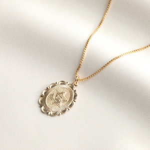 14k Gold Filled Star of David Necklace, Jewish Necklace, Religious Necklace, Judaica Necklace, Medallion Necklace,Layering Necklace
