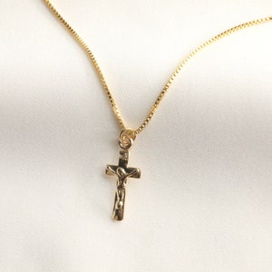 Dainty Crucifix Cross Necklace, Religious Necklace, Gold Cross Necklace, Crucifix Necklace, Jesus Cross, Simple Necklace, Religious Cross