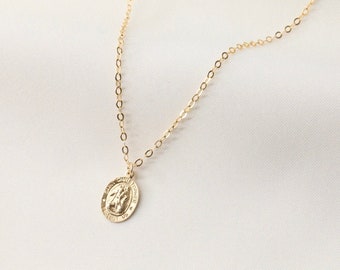 14k Gold Filled Tiny Saint Christopher Necklace Gold / St Christopher Medal / Protection Necklace / Miraculous Medal / Catholic Gifts