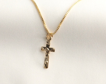 Dainty Gold Filled Crucifix Necklace: Religious Jewelry