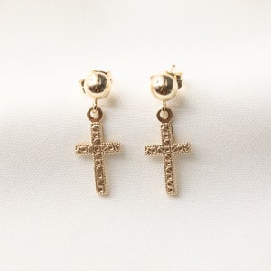 14k Gold Filled Cross Earrings / Crucifix Earrings / Dainty Earrings / Cross Jewelry / Catholic Earrings / Religious Gifts / Gift for Her