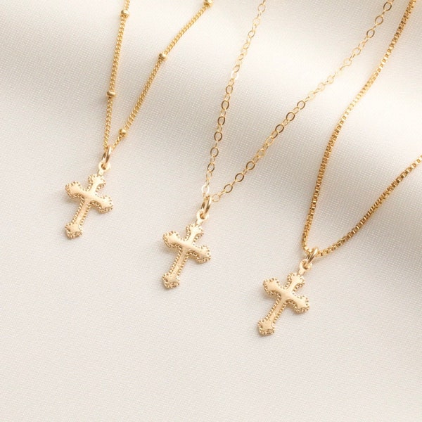 14k Gold Filled Kleine koptische Kreuz Halskette / Wunderbare Halskette / Zierliche Halskette / Katholik / Kreuz Halskette Frauen / Katholische Geschenke