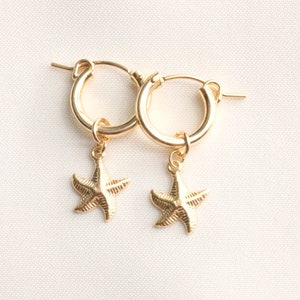 14k Gold Filled Starfish Earrings / Beach Earrings / Mermaid Earrings / Ocean Earrings / Summer Earrings / Gold Starfish  / Gift for Her