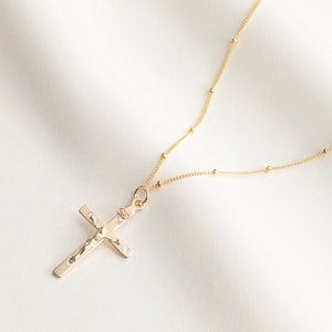 14k Gold Filled Crucifix Necklace / Gold Cross Necklace / Jesus Christ / Religious Necklace / Mens Cross Necklace / Women Cross Necklace