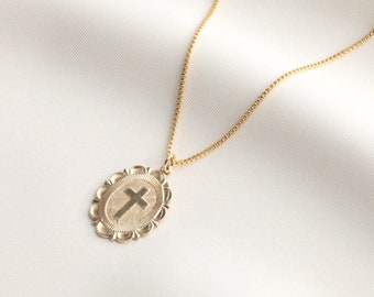 Gold Filled Cross Necklace, Religious Necklace, Protection Necklace, Crucifix Necklace, Religious Jewelry, Necklace for Woman,  Gift for Her