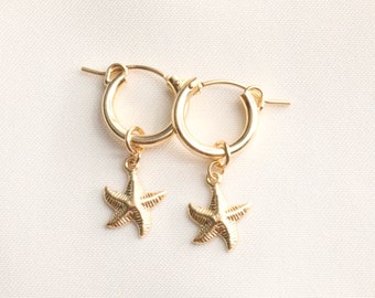 14k Gold Filled Starfish Earrings / Beach Earrings / Mermaid Earrings / Ocean Earrings / Summer Earrings / Gold Starfish  / Gift for Her