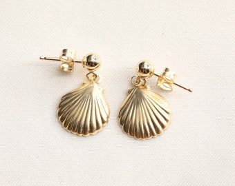 Gold Filled Sea Shell Earrings, Mermaid Earrings, Shell Earrings, Ocean Shell Earrings, Sea Lover Earrings, Dainty Earrings, Gift for Her