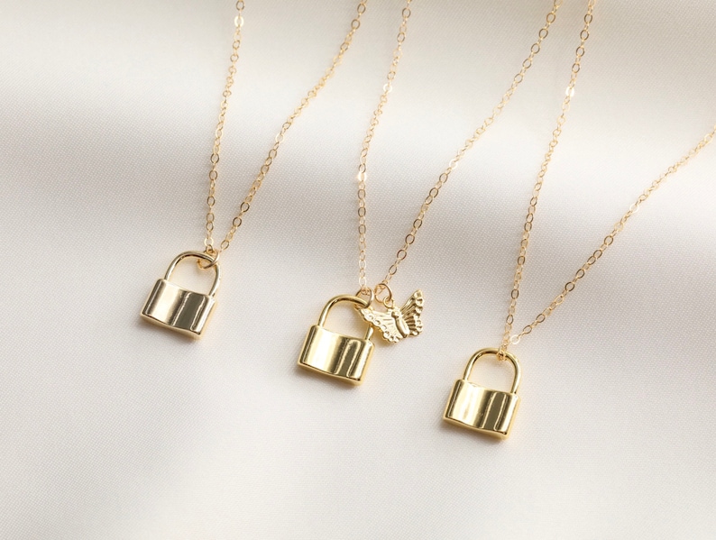 Gold Filled Lock Necklace Padlock Necklace Layering Etsy