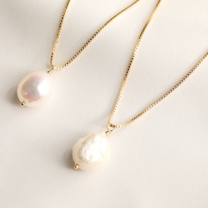 Gold Filled Large Baroque Pearl Necklace Pearl Jewelry White - Etsy