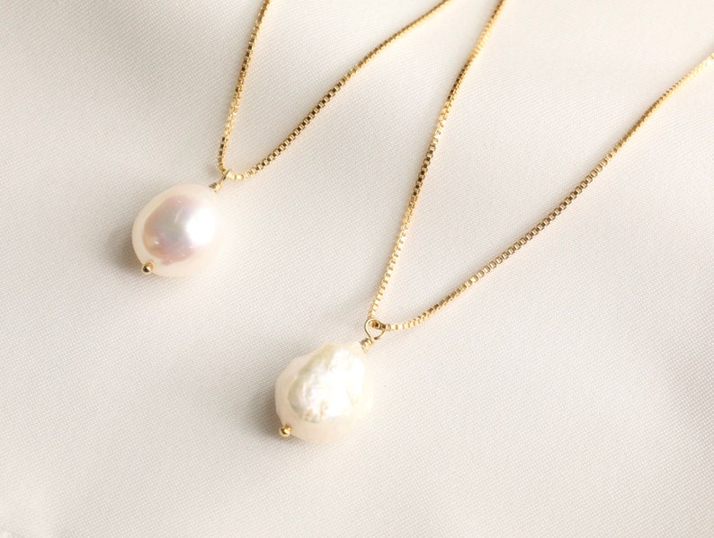 Gold Filled Large Baroque Pearl Necklace Pearl Jewelry White - Etsy