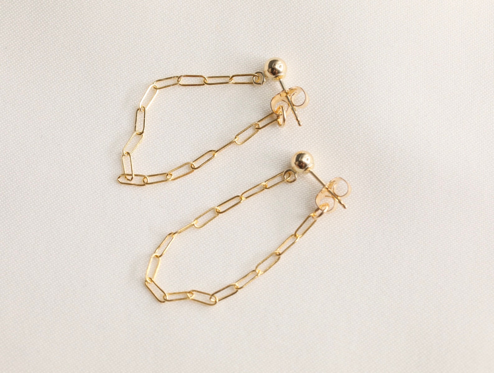 Gold Filled Chain Earrings Rectangle Earrings Link Chain Etsy