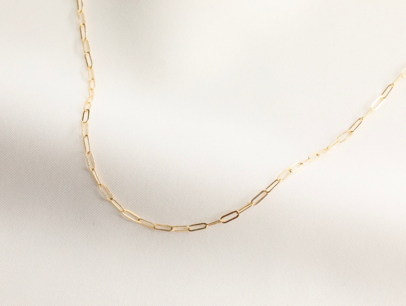 Gold Filled Elongated Rectangle Chain Necklace Rectangle Link Etsy