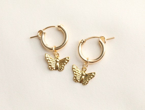 Gold Filled Butterfly Earrings Nature Earrings Gold Earrings