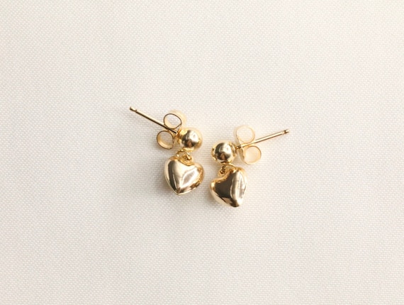Gold Filled Puffy Heart Earrings: Dainty Love Studs