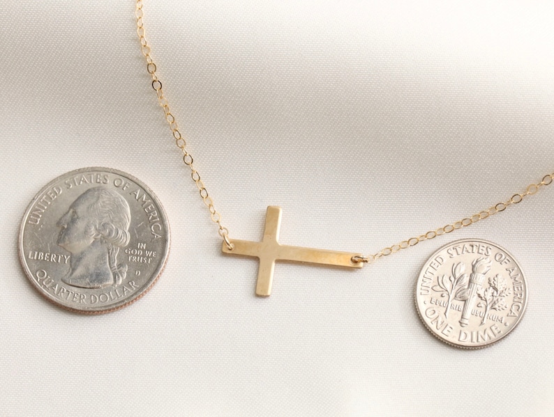 Gold Cross Necklace Catholic Necklace Gold Filled Sideway Cross Necklace Protection Necklace Faith Necklace Religious Necklace