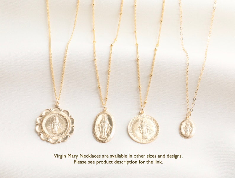 14k Gold Filled Virgin Mary Oval Necklace / Religious Necklace / Miraculous Medal / Catholic Necklace / Protection Necklace / Catholic Gift image 10