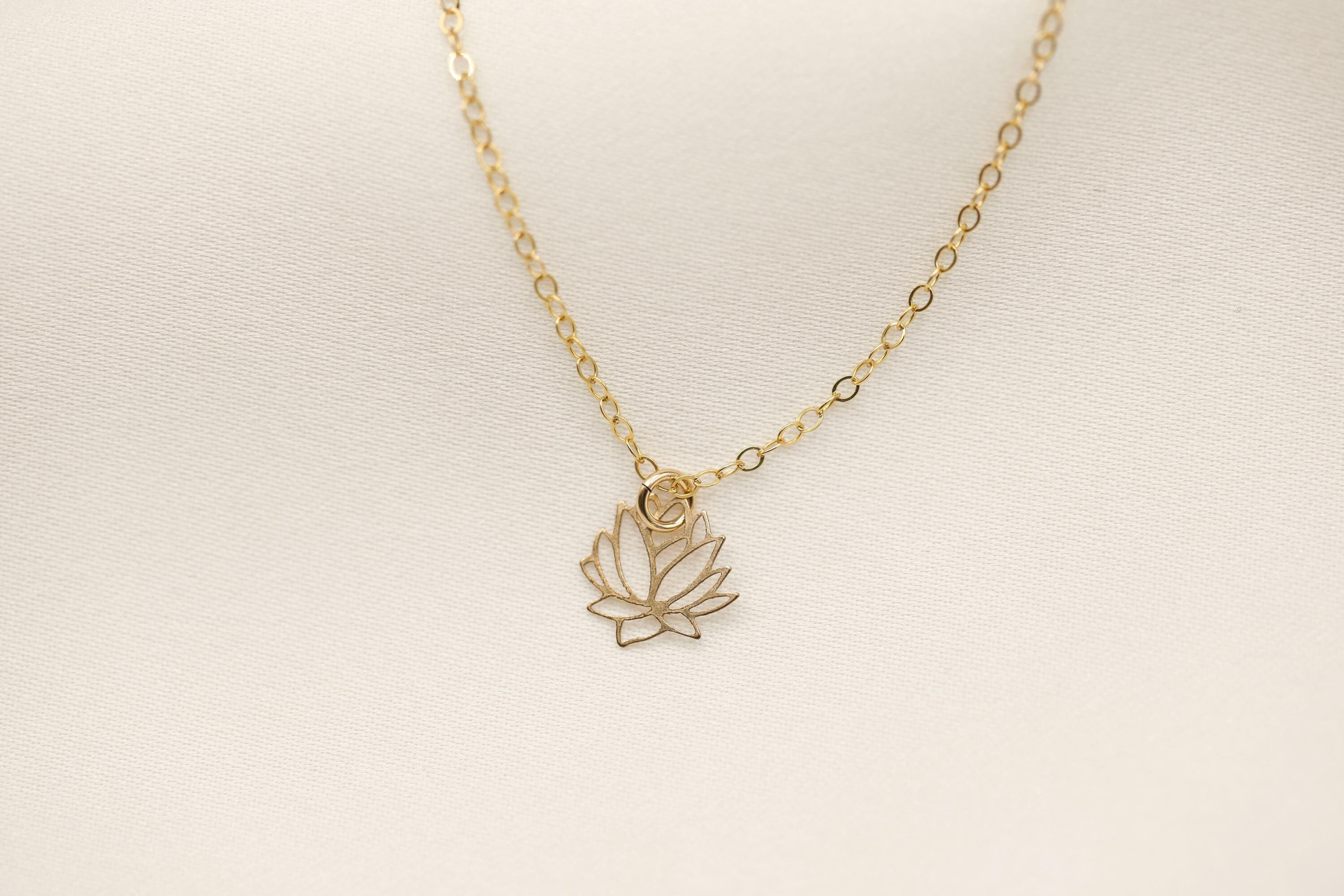Gold Filled Lotus Flower Necklace: Spiritual Jewelry Gift