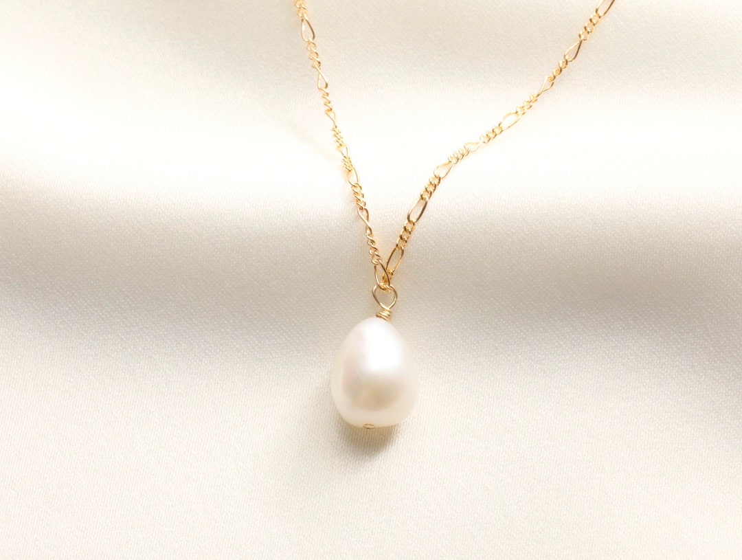 Gold Filled Baroque Pearl Link Chain Necklace Gold Pearl - Etsy