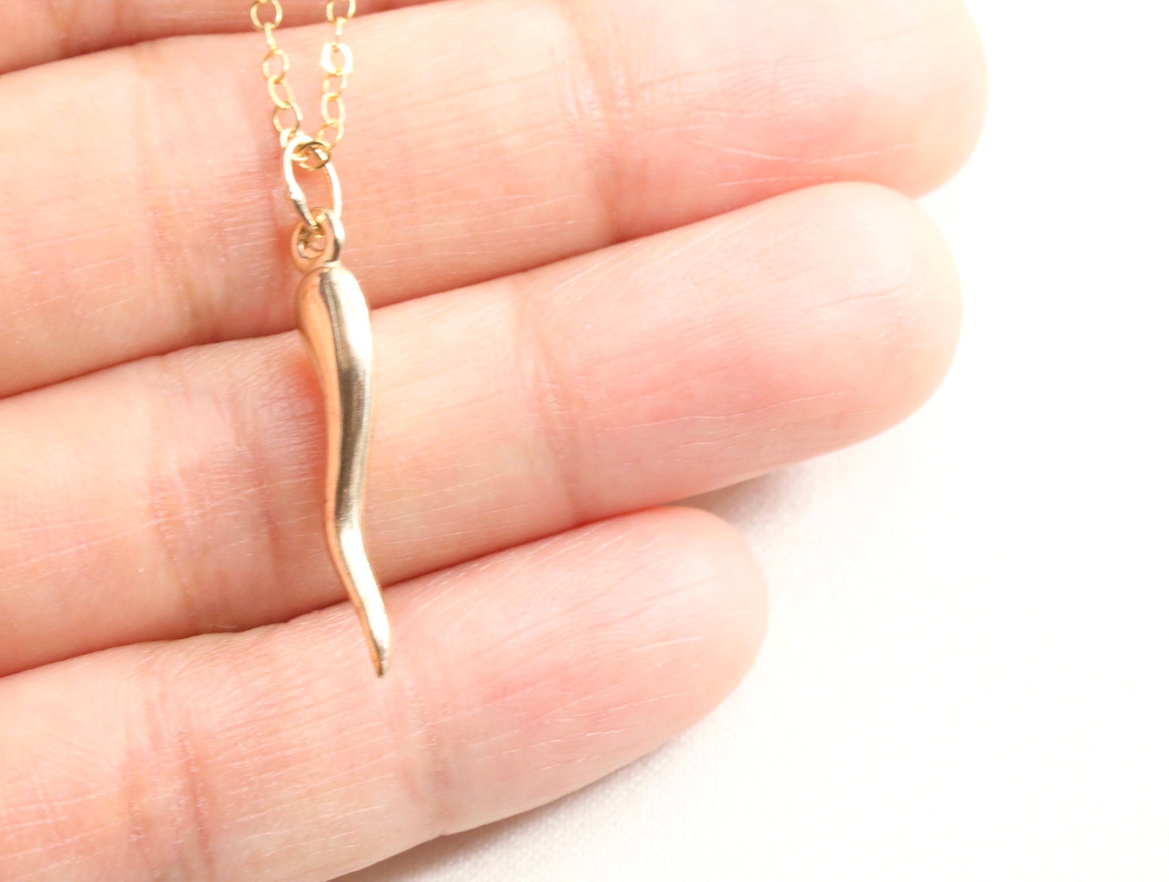 Gold Filled Italian Horn Necklace Layering Necklace Gold Etsy