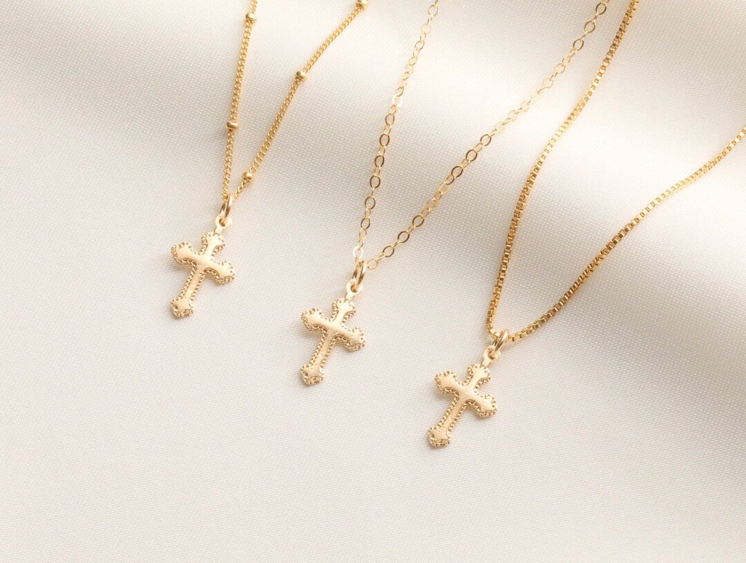 14k Gold Filled Small Coptic Cross Necklace / Miraculous Necklace ...