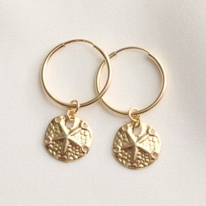 Sand Dollar Earrings / Starfish Earrings / 14k Gold Filled / Beach Jewelry / Summer Jewelry / Beach Wedding / Gift for Her