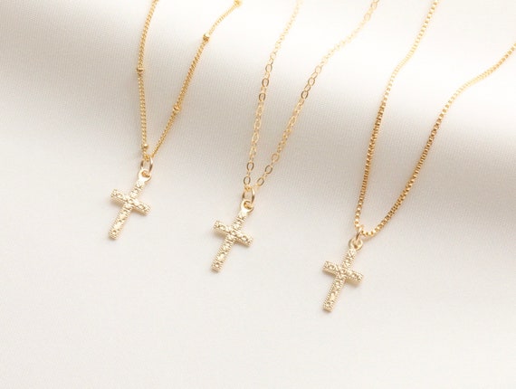 Tiny Cross Necklace / Miraculous Necklace / Catholic Necklace | Etsy