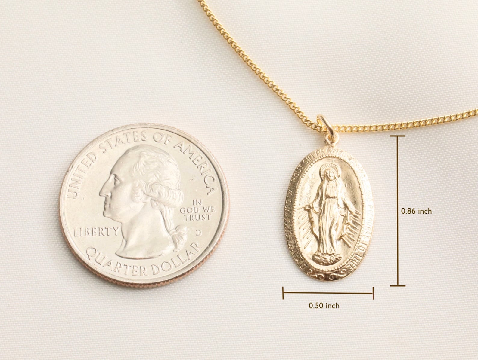 14k Gold Filled Virgin Mary Oval Necklace / Religious Necklace - Etsy
