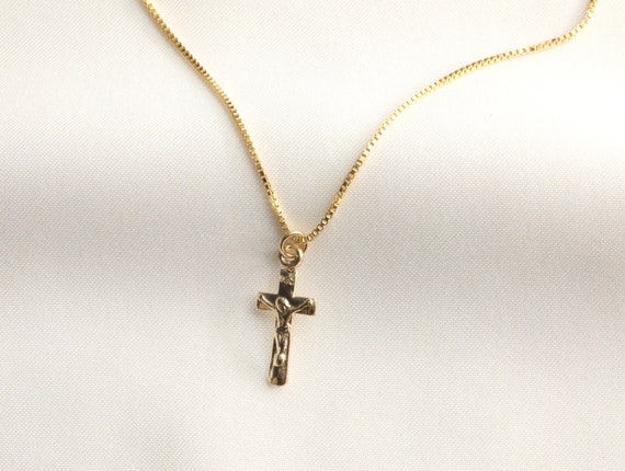 Dainty Crucifix Cross Necklace Religious Necklace Gold Cross - Etsy