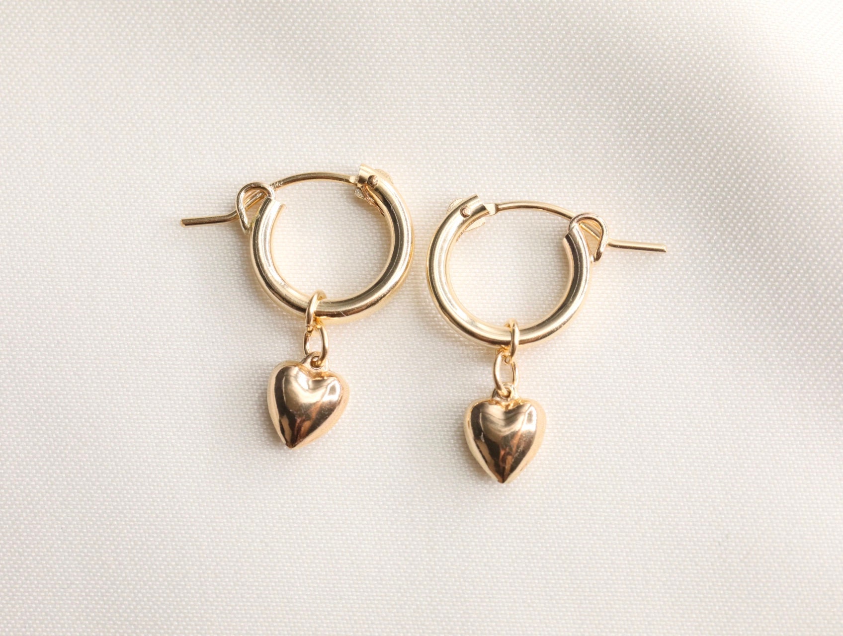 Gold Filled Heart Earrings Puffy Heart Heart Jewelry Gold - Etsy