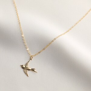 14k Gold Filled Bird Necklace, Flying Bird Necklace, Animal Necklace ...