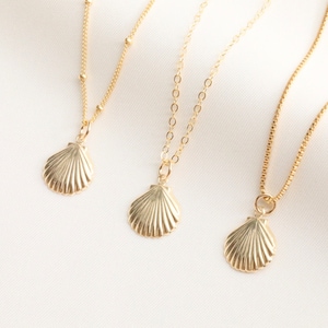 14k Gold Filled Dainty Shell Necklace, Delicate Shell Necklace, Gold Shell Necklace, Tiny Shell Necklace, Sea Mermaid Shell Necklace Gift