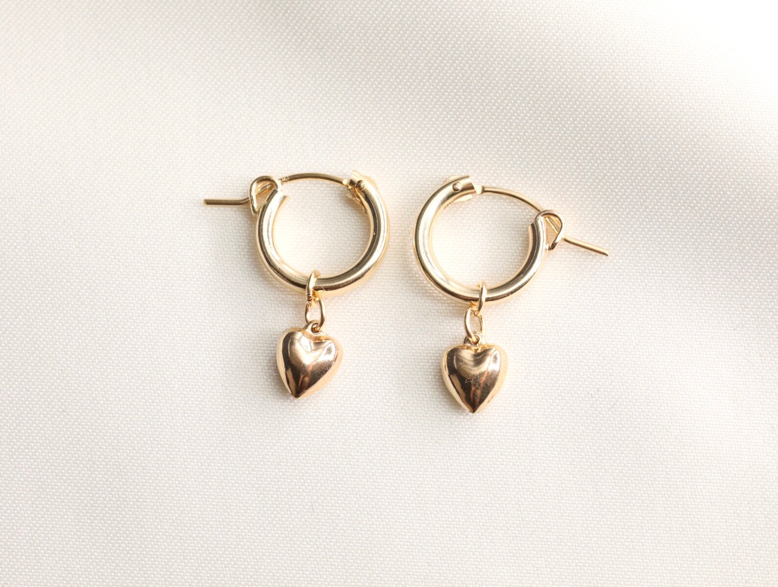 Gold Filled Heart Earrings Puffy Heart Heart Jewelry Gold - Etsy