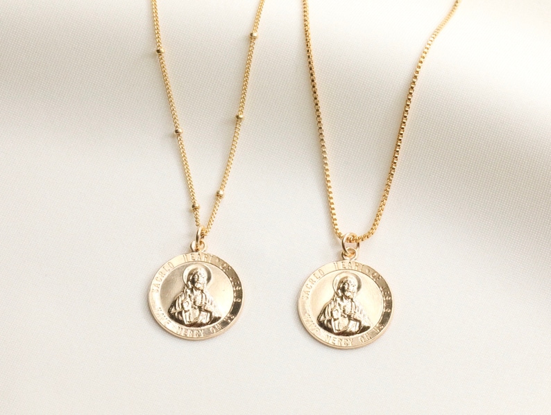 14k Gold Filled Jesus Christ Necklace / Sacred Heart Necklace | Etsy