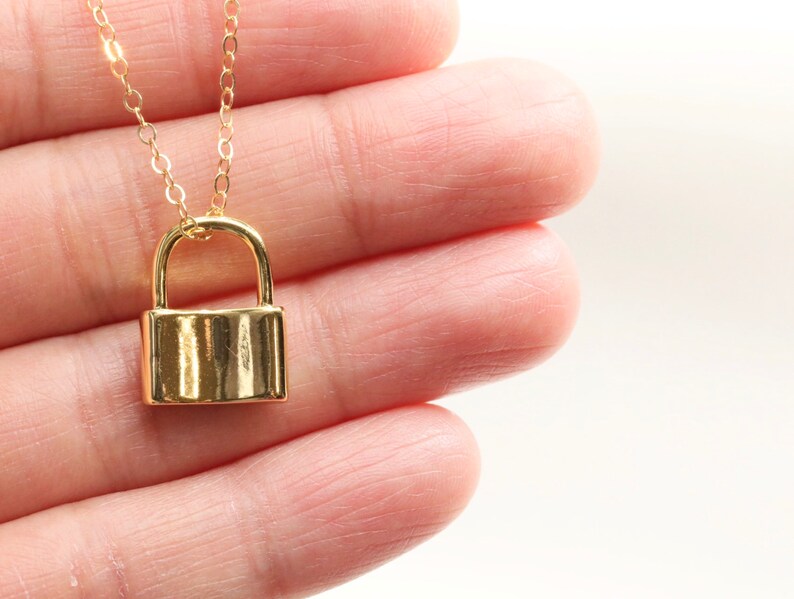 Gold Filled Lock Necklace Padlock Necklace Layering Etsy