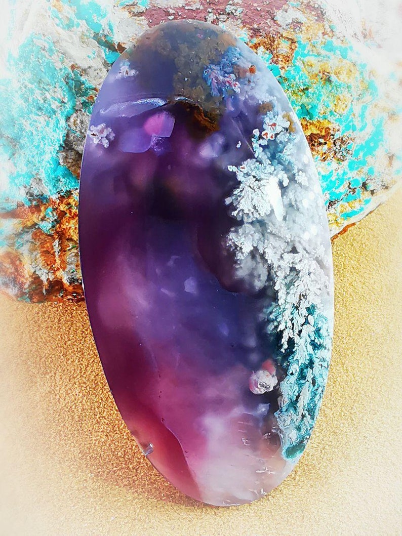 Purple Moss Agate stone Collector Stone | Etsy