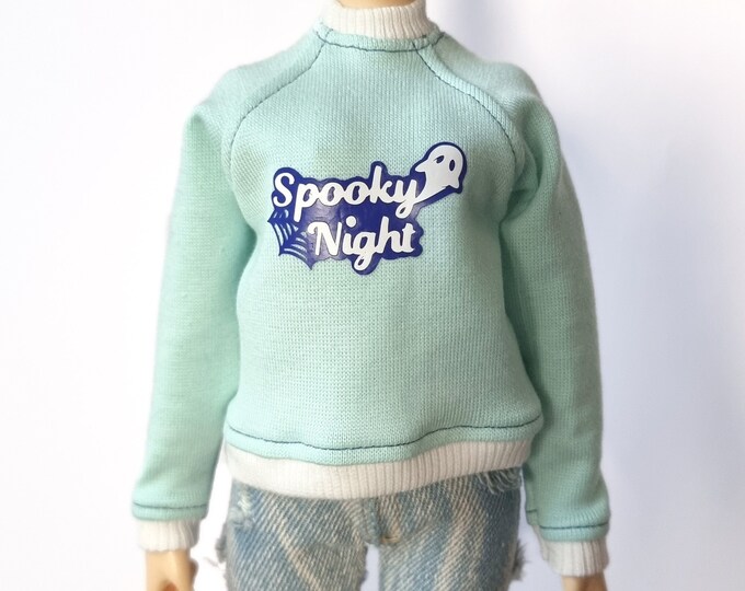 Pull sweat cyan spooky night - Minifée