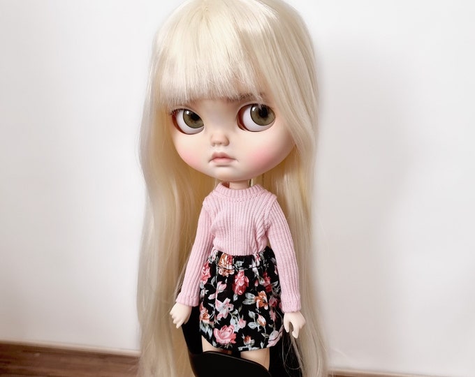 Jupe noire à fleurs roses - Blythe