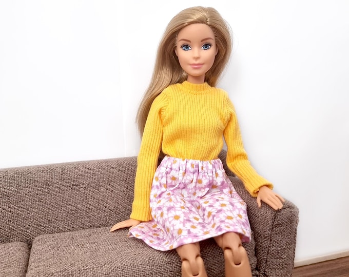 Jupe rose à Pâquerettes - Poupée Mannequin