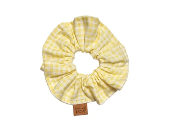 Scrunchie carreaux jaune et blanc
