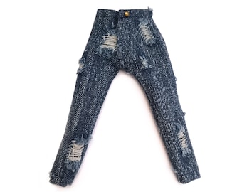 Jeans with holes in raw blue - Dolls