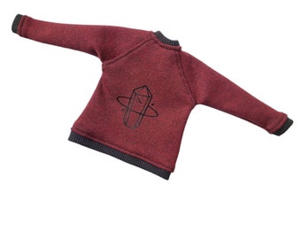 Pull sweat bordeaux chiné motif - Minifée