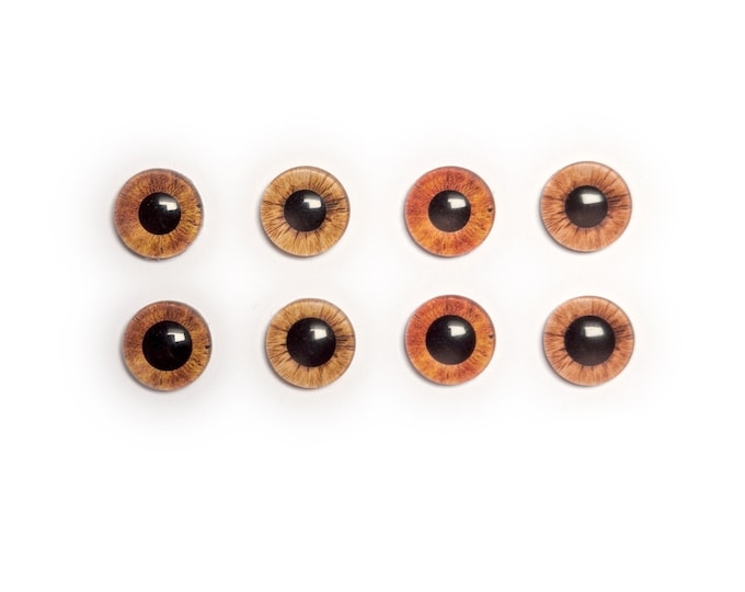 Précommande Yeux réalistes marrons clairs 12 13 14 mm - Poupées