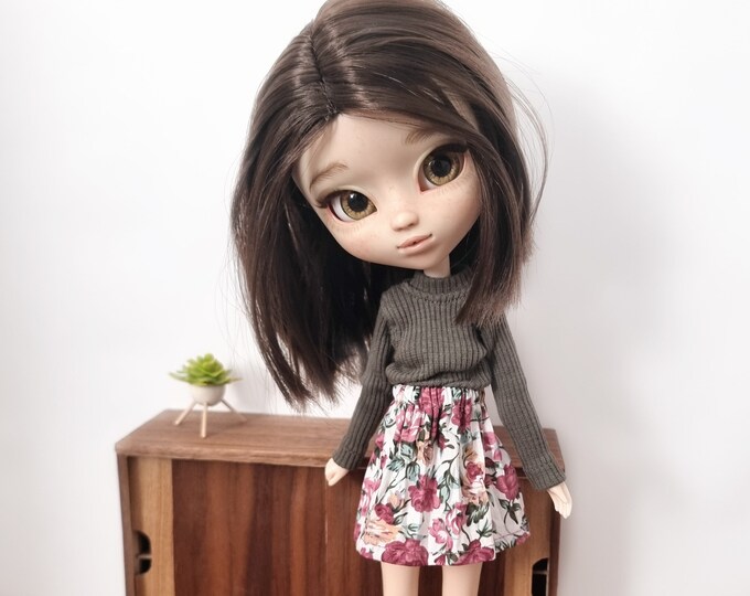Jupe blanche à fleurs roses - Pullip