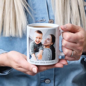 Taza personalizada con su imagen personalizada / Texto personalizado Taza personalizada / Regalo de cumpleaños para regalos familiares / Taza de té y café Regalo de Navidad