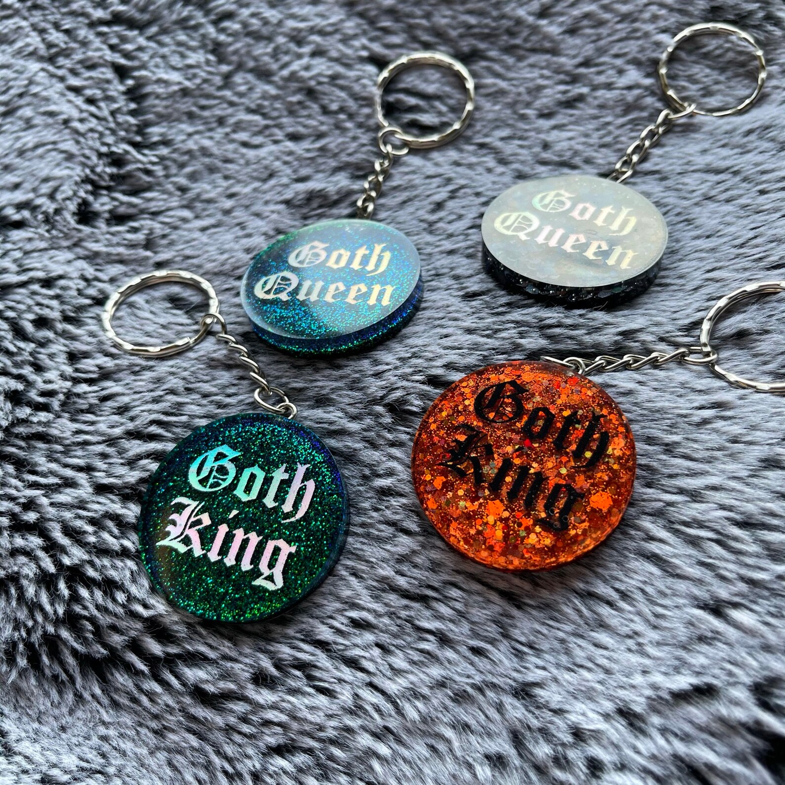 Goth Circle Resin Keychain Charm Etsy