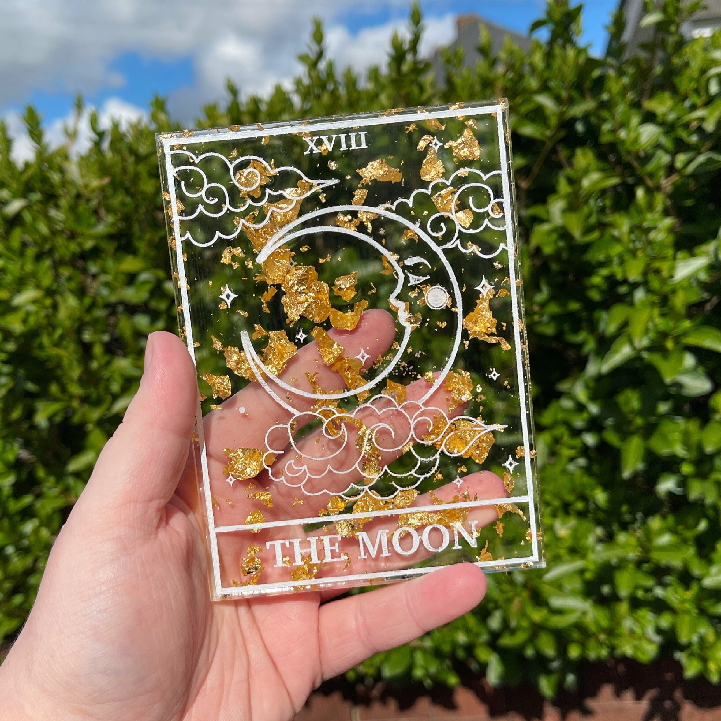 The Moon Gold Leaf Resin Tarot plaque Etsy